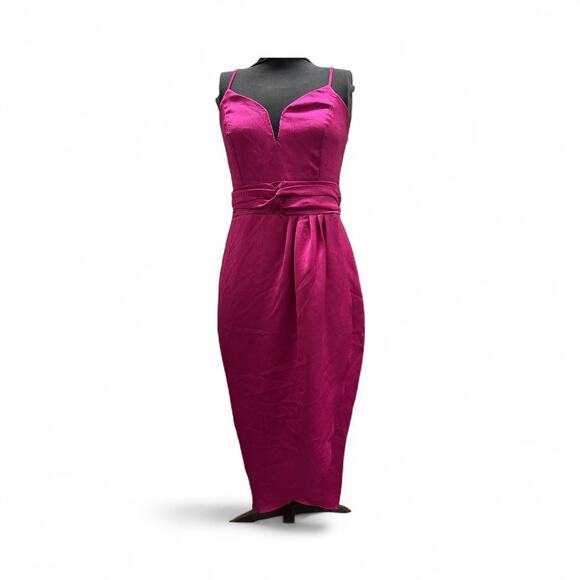 Express Slip Cami Tulip Dress Womens S Fuschia Party Cocktail Formal Evening NWT - Picture 1 of 9